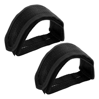Unique Bargains Bike Pedal Straps Toe Clips Straps Adjustable Anti-Slip Bicycle Feet Straps Black 1 Pair