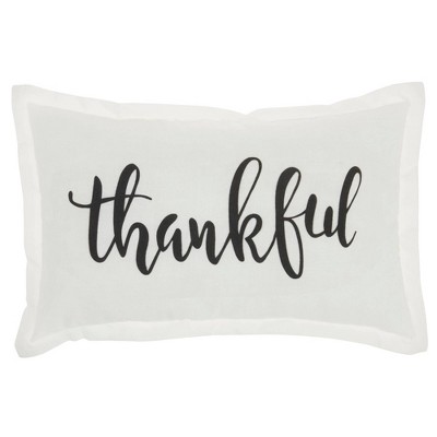 12"x20" 'Thankful' Lumbar Throw Pillow White - Kathy Ireland Home