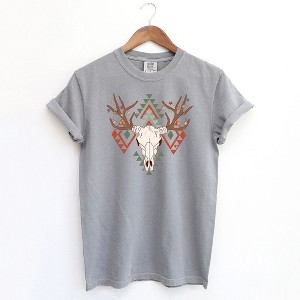 Simply Sage Market Women's Christmas Bull Short Sleeve Garment Dyed Graphic Tee - 1 of 2
