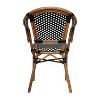 Emma & Oliver Soie Indoor/Outdoor Stacking Thonet Bistro Style Chair with Arms, PE Rattan Seat and Bamboo Finished Metal Frame - image 3 of 4