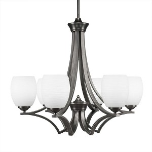 Toltec Lighting Zilo 6 - Light Chandelier in  Graphite with 5" White Linen  Shade - 1 of 1