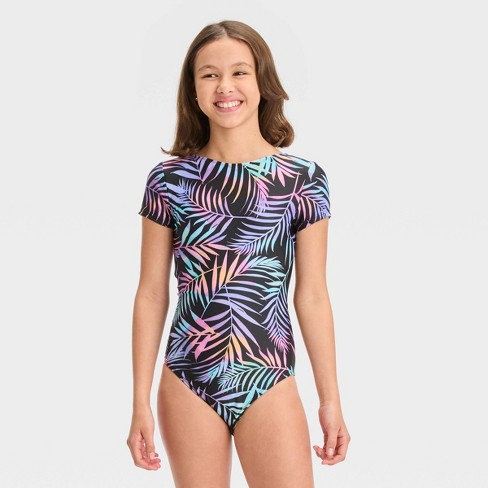 Girls' Retro Row Rash Guard One Piece Swimsuit - Cat & Jack™️ : Target