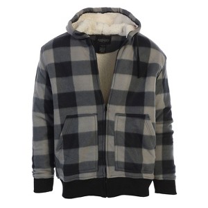 Gioberti Men's Checkered Flannel Hoodie Jacket with Faux Shearling Lining - 1 of 4