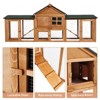 80” Wooden Rabbit Hutch, Outdoor Chicken Coop, Bunny Hutch Guinea Pig Pet House Bunny Cage with Double Side Runs, Weatherproof Roof, Removable Tray - 4 of 4