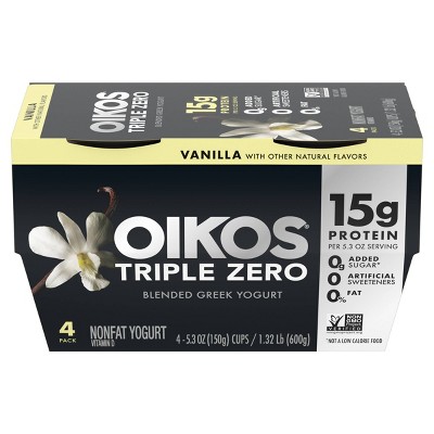 Oikos Triple Zero Vanilla Greek Yogurt - 4ct/5.3oz Cups_2