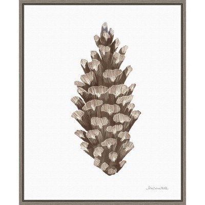 16" x 20" Peace and Joy Pinecone Framed Canvas Wall Art