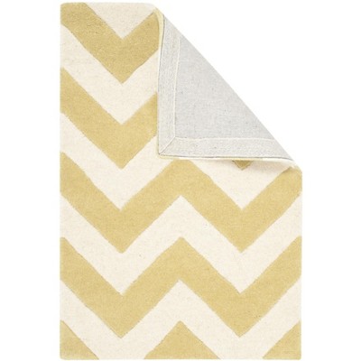 Ivory and Light Gold Handmade Tufted Wool Rug, 2' x 3'