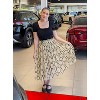 Women's Chiffon Pleated Midi Skirt - A-Line Skirt with Elastic Waist for Elegant Style Champagne Dot - 4 of 4