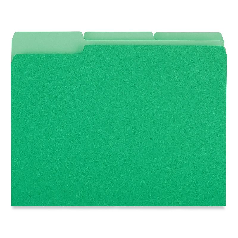 UNIVERSAL Recycled Interior File Folders 1/3 Cut Top Tab Letter Green 100/Box 12302, 4 of 5