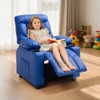 VEVOR Kids Reclining Chair, Toddler Recliner with Cup Holders and Pockets, 107° to 126° Adjustable Backrest, Easy-to-Clean PU Leather Recliner, Blue - 2 of 4
