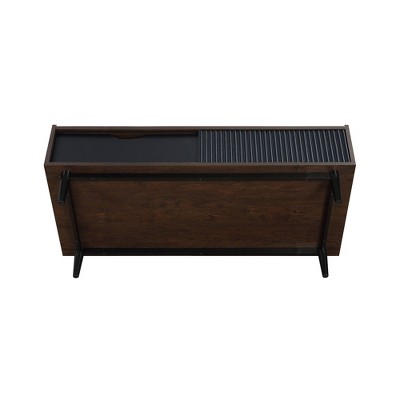 Duane Dark Brown and Black Ribbed Wood Coffee Table with Storage