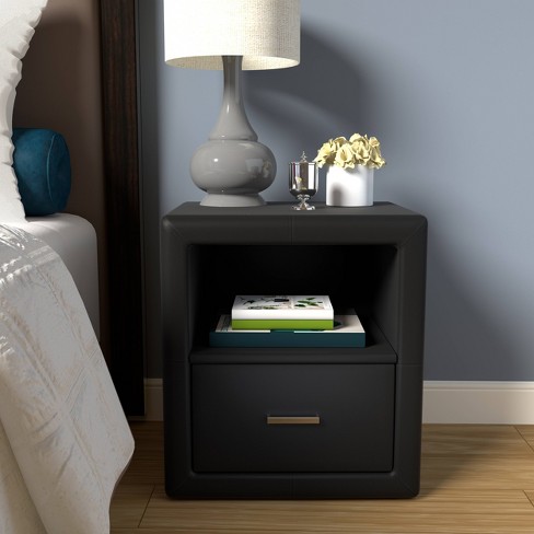 Reunion Faux Leather Upholstered Nightstand Black Eco Dream Target