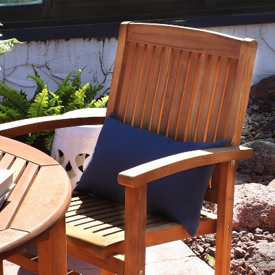 Sunnydaze Light Brown Teak Outdoor Stacking Dining Armchair