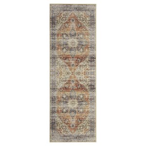 Luxury Pearl Velvet Persian Flower Rug, Foldable & Washable, Non-Slip, Kid & Pet Friendly, Durable Edges for Busy Areas - 1 of 4