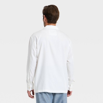 Мужские куртки Goodfellow & Co Men's Long Sleeve Layer Jacket Johnny Collar Polo Shirt - Goodfellow & Co™ White XL — фото 2
