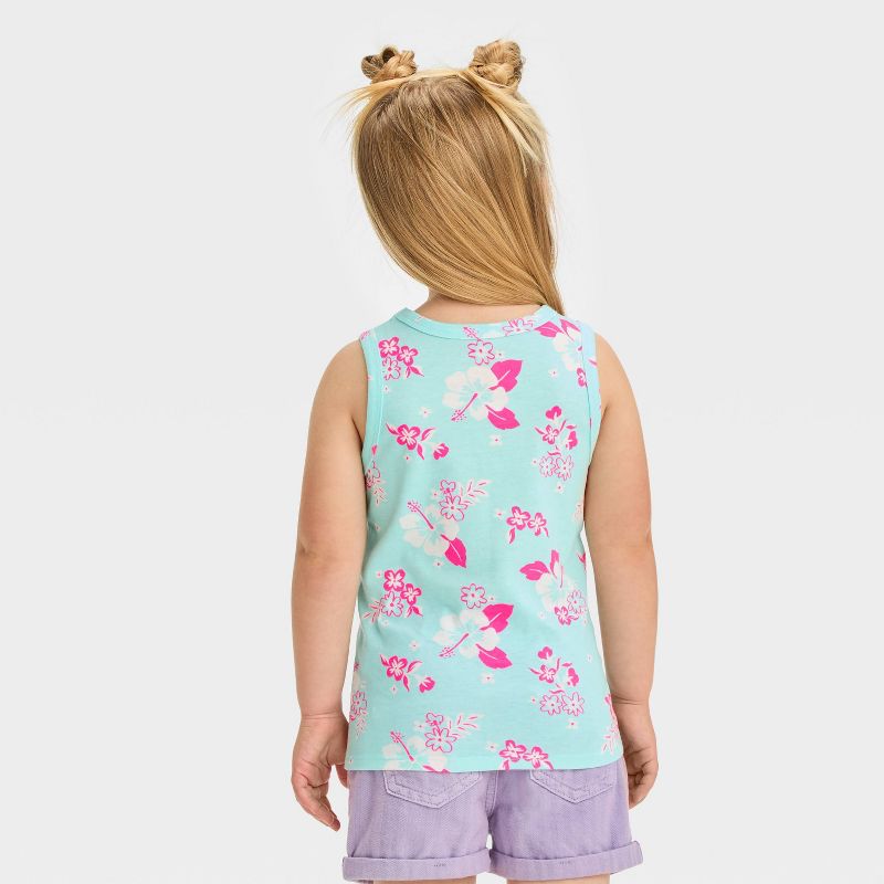 Toddler Girls' Floral Shirt - Cat & Jack™ Turquoise Blue, 2 of 4