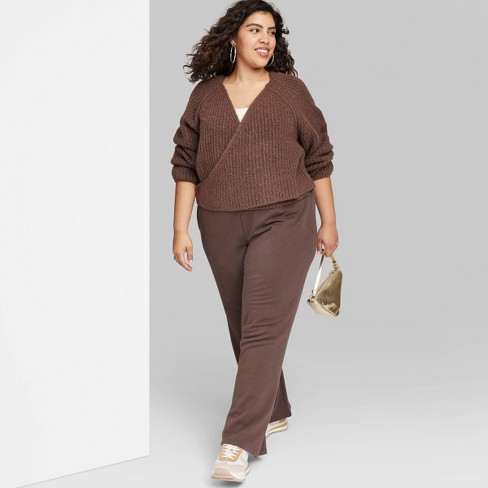 Women's High-rise Wide Leg French Terry Sweatpants - Wild Fable™ Dark Brown  1x : Target