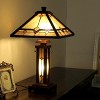 Chloe Lighting Kay Tiffany-Style Mission 3 Light Double Lit Wooden Table Lamp 15" Shade - 2 of 3