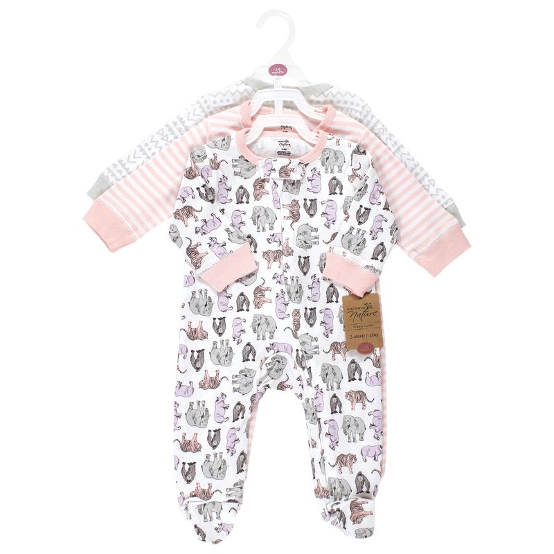 Touched by Nature Infant Girl Organic Cotton Sleep and Play, Girl Endangered Safari, 2 of 6