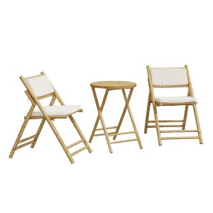 vidaXL Bistro Set Cream White Bamboo, Fabric (100% polyester) - 1 of 4
