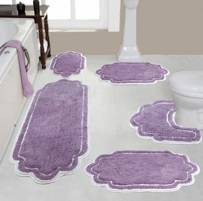 Set Of 4 Allure Collection Purple Cotton Tufted Bath Rug Set - Home ...