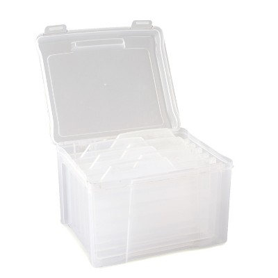Lakeside Clear Card File Box with Six Dividers - Home and Work Office Storage