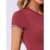 INSPIRE CHIC Women's Ruffled Short Sleeve and Long Pants Lounge Sets 2 Piece Soft Pajama Sets - 4 of 4