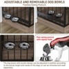 35"W Dog Kennel with Drawers, Pet Cage End Table with 2 Adjustable Bowls, Dog Crate Furniture, Brown - 4 of 4