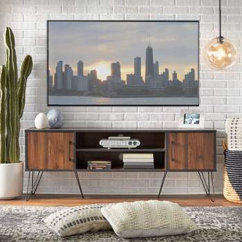 Vintage Living TV Stand for TVs up to 55" Black/Walnut - Buylateral