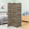HOMCOM 3 Panel Room Divider, 6' Tall Folding Privacy Screen, Hand-Woven Freestanding Wood Partition for Home Office, Bedroom, Dark Rustic Oak - 3 of 4