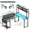 Besiost L Desk Computer Table with Reversible Hutch and Charging Station - 3 of 4