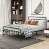 Metal Bed Frame Queen Size Platform No Box Spring Needed with Vintage Headboard and Footboard Premium Steel Slat Support/Black - 2 of 4