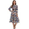 Women's Ruffle Mock Neck Long Sleeve Smocked Midi Dress Casual Elastic Waist Tiered Long Dress - 2 of 4