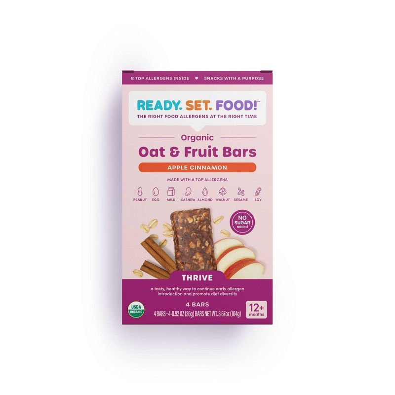 Ready, Set, Food! Apple Cinnamon Oat and Fruit Bar Baby Snacks - 3.67oz/4ct, 1 of 6