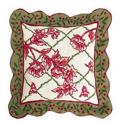 C&F Home 19" x 19" Cranberry Toile Needlepoint Pillow