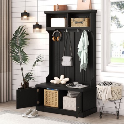 Hall Tree with Storage, 4-in-1 Design Coat Rack with Hooks for Foyer, Mudroom, Hallway, Living Room Shoe Bench for Entryway and Hallway