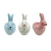 Transpac Ceramic Patterned Bunny Egg Cup Set of 3 Easter Home Decorations - 2 of 3