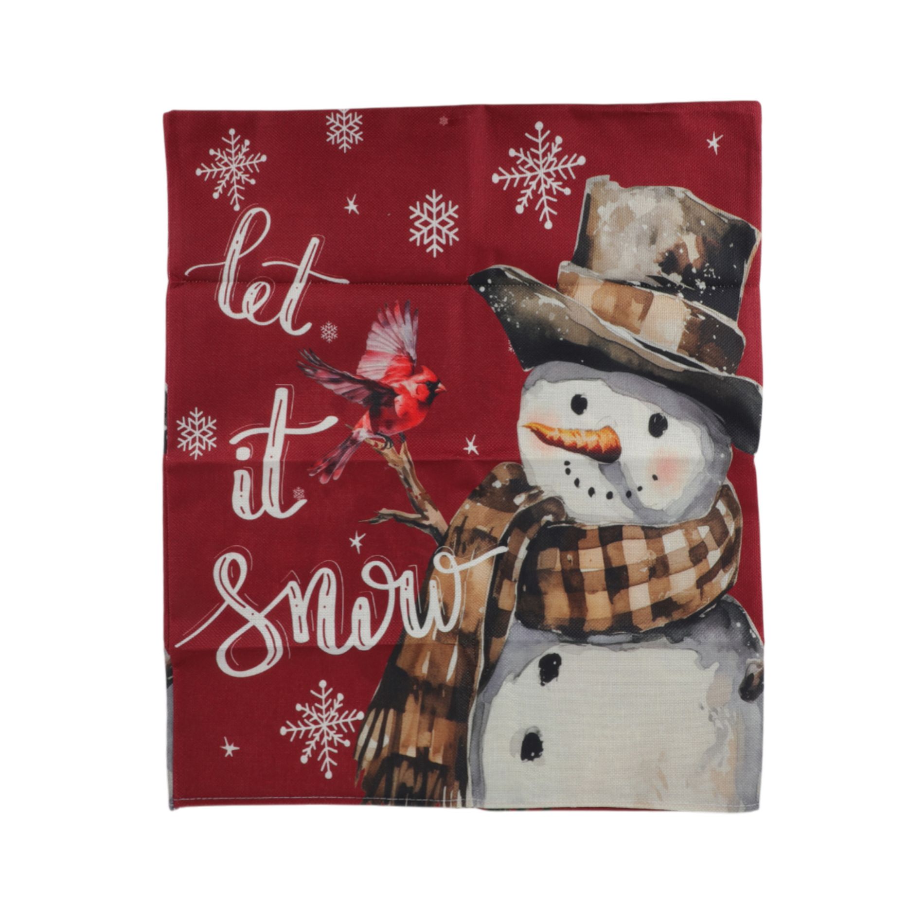 Unique Bargains Dining Chair Slipcovers Linen Red 22.83"x19.29" 1 Pcs Birds and Snowmen