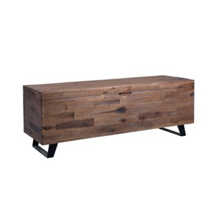 Summerland Home 46" Steuben Storage Trunk Brown/Black : Rattan Style, Blanket Chest, Home Organizer - 1 of 4
