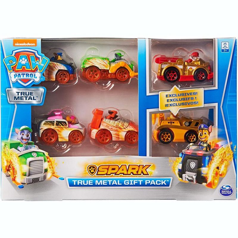 Paw Patrol, True Metal Spark Gift Pack of 6 Collectible Die-Cast Vehicles, 1:55 Scale, 1 of 4
