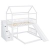 Twin Over Full Bunk Bed with Ladder, House Bed with Fun Slide, No Box Spring Required, White/Gray - ModernLuxe - 4 of 4