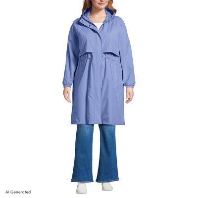 Lands' End Women's Plus Size Squall Packable Long Raincoat - 2x - Light ...