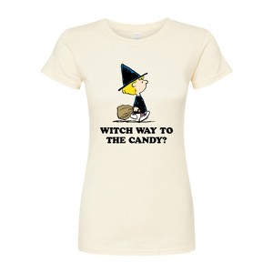 Women's - Peanuts - Witch Way To The Candy Fitted Graphic T-Shirt - 1 of 4