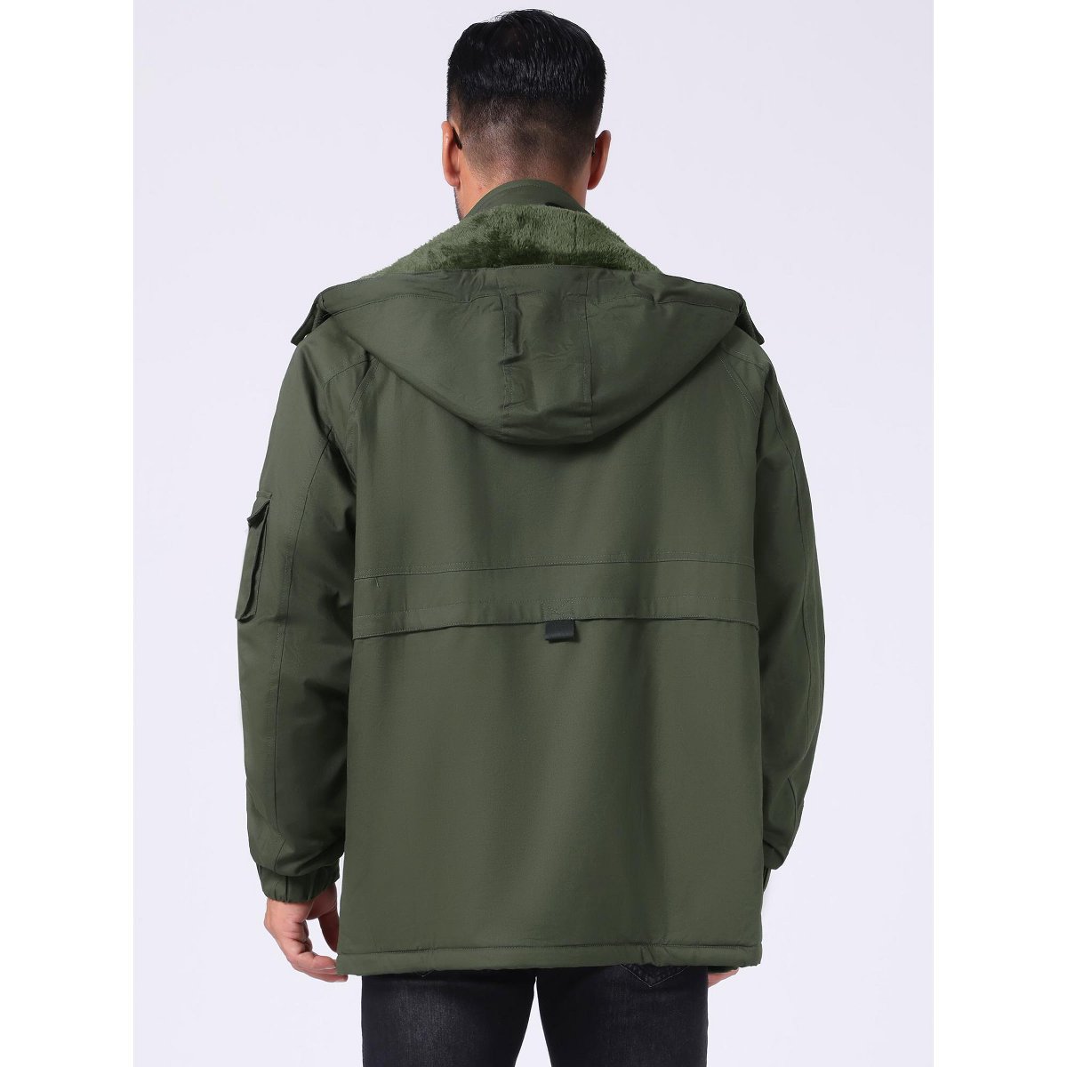 Мужские куртки INSPIRE CHIC Men's Winter Warm Fleece Lined Thicken Hooded Work Parka Jacket Large Dark Green — фото 3