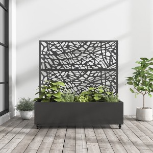 MAYEERTY Planter Box with Trellis Iron Black Net 01 Style 72x47x16in 3-Piece Set - 1 of 4