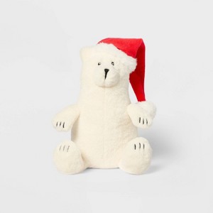 7" Polar Bear with Hat Stuffed Animal - Gigglescape™: Holiday Theme, Ages 1+ - 1 of 3
