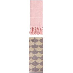 REGALWOVEN 2 Packs Cotton Geometric and Solid Absorbent Soft Hand Towel for Bathroom Kitchen - 1 of 4