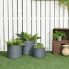 Outsunny 3-Pack Flower Pots, Stackable MgO Planters for Indoor and Outdoor Plants, Entryway, Patio, Yard, Garden Use - 3 of 4