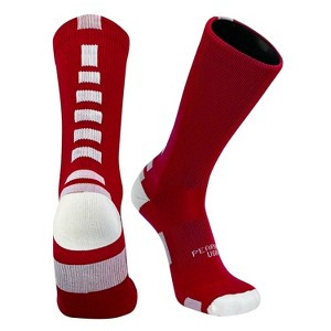 Pearsox Bolt Basketball Football Volleyball Crew Socks - Red, White (S) - 1 of 1