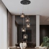 LNC Echonalyri 5-Light 15" Modern Cluster Chandelier,Matte Black and Polished Gold with Smoked Grey Textured glass - 2 of 4
